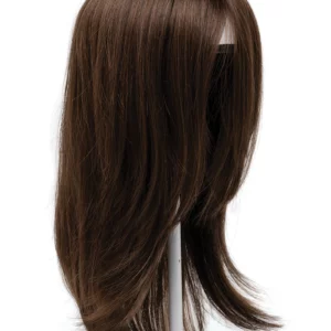 long topper brown on wig stand