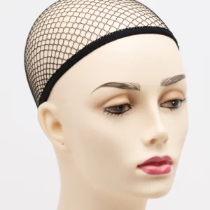 brown fishnet wig cap on envy wig mannequin
